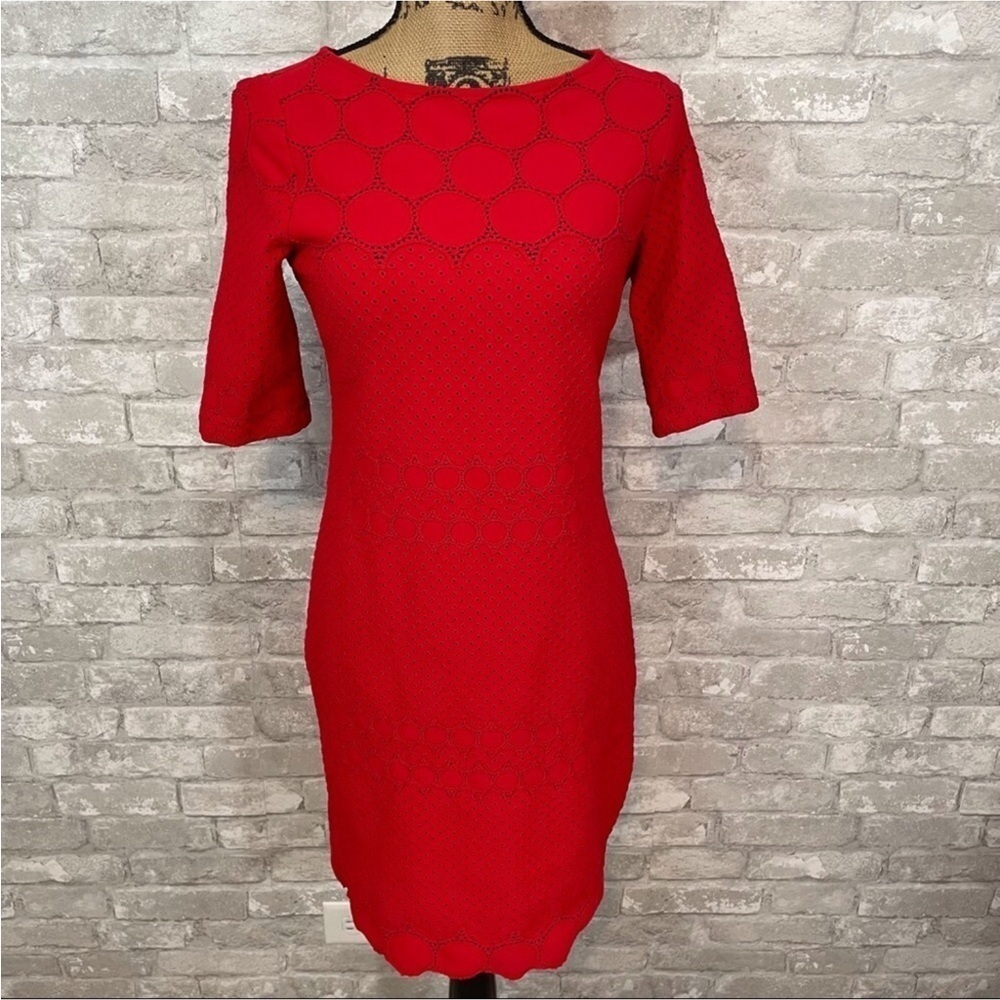 Julia Jordan Red Lace Eyelet
Sheath Dress
